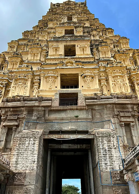 Carved gopuram of Virupaksha Temple, Hampi